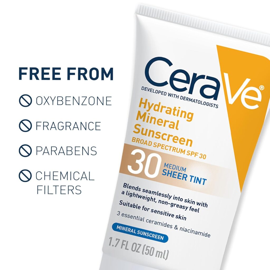CeraVe Hydrating Mineral Sunscreen SPF 30 with Sheer Tint: The Perfect Blend of Sun Protection and Skin Nourishment